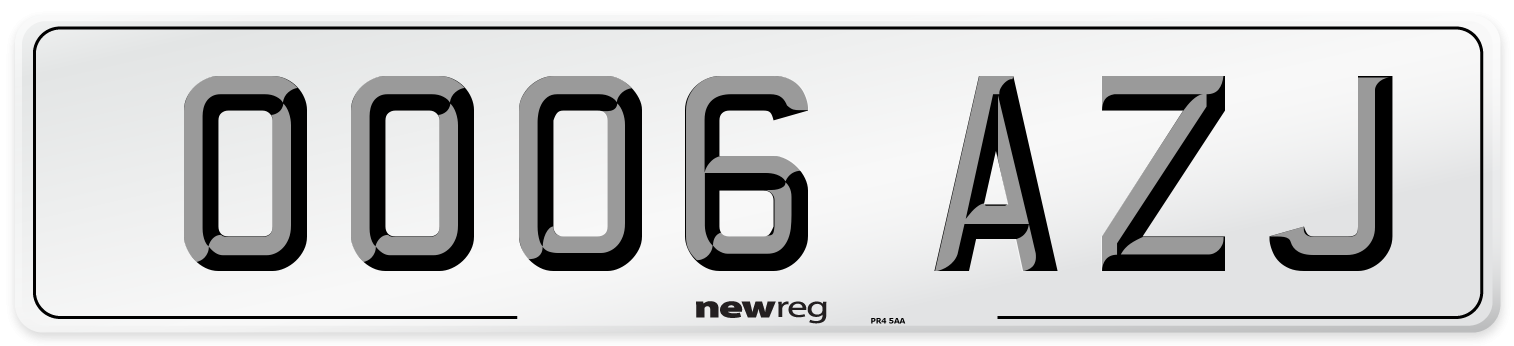 OO06 AZJ Number Plate from New Reg